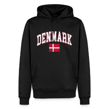Danemark drapeau Danemark - Sweat à capuche Premium bio Homme - noir - Devant - Nico (187cm)