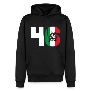 Moto Nummer 46 Italien Motorrad Motorsport - Männer Premium Bio Hoodie - Schwarz - Vorne - Nico (187cm)