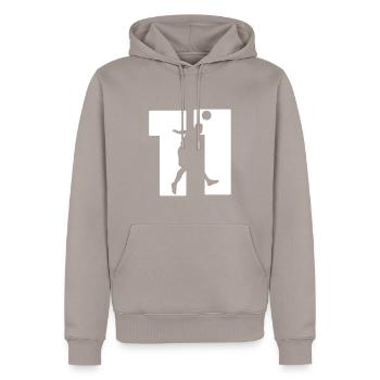 Maillot numéro 11 du joueur de football - Sweat à capuche Premium bio Homme - taupe - Devant - Nico (187cm)