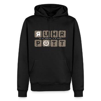Ruhrpott GPS Koordinaten Vintage - Männer Premium Bio Hoodie - Schwarz - Vorne - Nico (187cm)