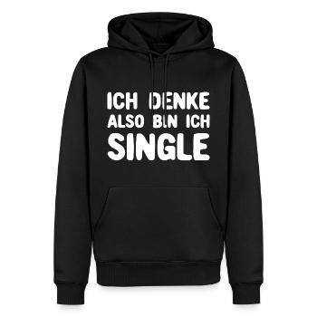 Ich Denke Also Bin Ich Single Typografie - Männer Premium Bio Hoodie - Schwarz - Vorne - Nico (187cm)