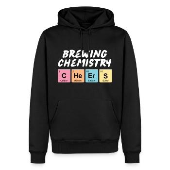 Inscription amusante avec les noms des éléments chimiques - Sweat à capuche Premium bio Homme - noir - Devant - Nico (187cm)