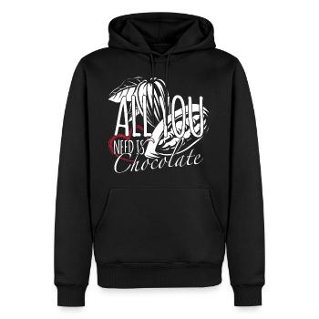Schokolade - Männer Premium Bio Hoodie - Schwarz - Vorne - Nico (187cm)