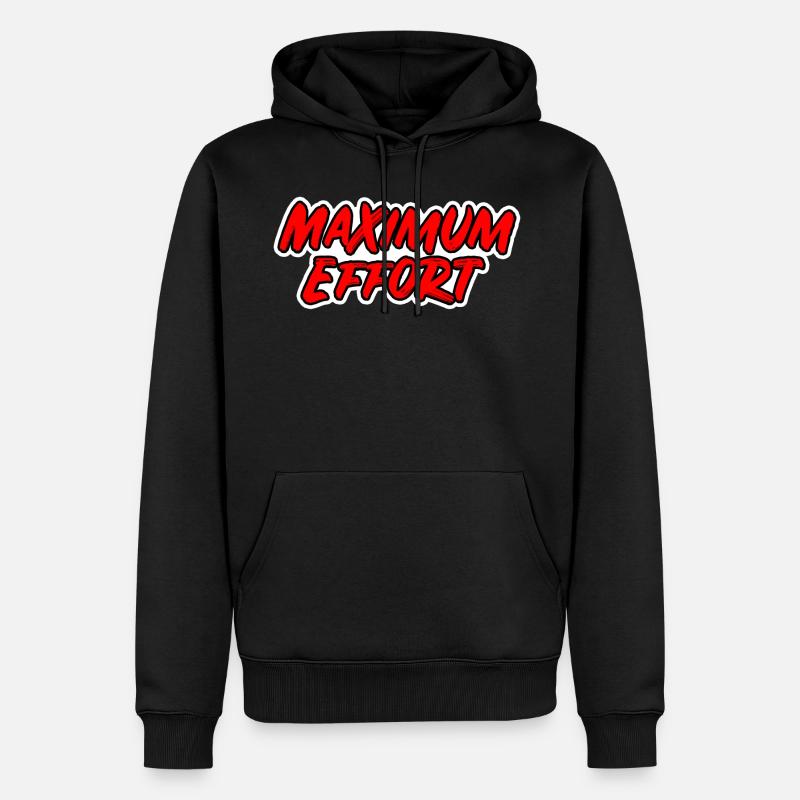 Maximaler Einsatz - roter Text Comicstyle - Männer Premium Bio Hoodie - Schwarz