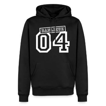 banlieue 04 - Sweat à capuche Premium bio Homme - noir - Devant - Nico (187cm)