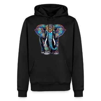 Spirit Animal Elefant im Bohemian Style - Männer Premium Bio Hoodie - Schwarz - Vorne - Nico (187cm)