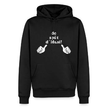 Dialekt Do Spüt Di Musi Humor Spruch - Männer Premium Bio Hoodie - Schwarz - Vorne - Nico (187cm)