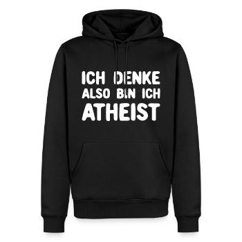 Ich Denke Also Bin Ich Atheist Typografie - Männer Premium Bio Hoodie - Schwarz - Vorne - Nico (187cm)