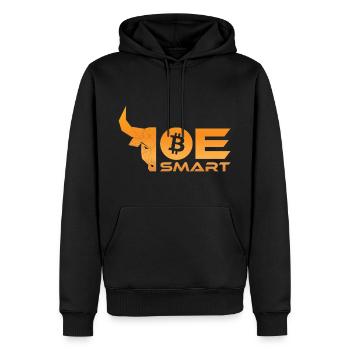 Bitcoin Crypto Bull - Be Smart - Bullrun - Männer Premium Bio Hoodie - Schwarz - Vorne - Nico (187cm)
