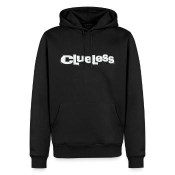 Clueless Glitzer Logo - Männer Premium Bio Hoodie - Schwarz - Vorne - Nico (187cm)