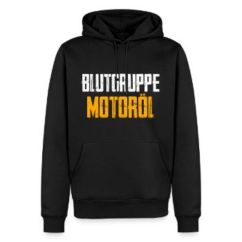 Blutgruppe Motoröl - Männer Premium Bio Hoodie - Schwarz - Vorne - Nico (187cm)