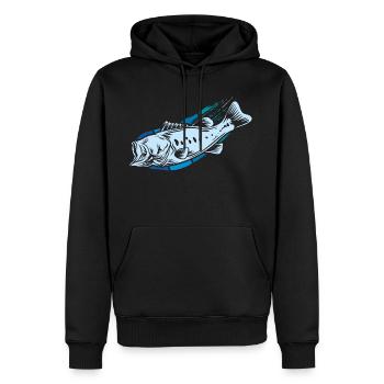 Pêche poisson - Sweat à capuche Premium bio Homme - noir - Devant - Nico (187cm)