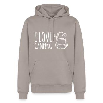 Jeg elsker camping - Herre Premium økologisk hoodie - gråbrun - Foran - Nico (187cm)