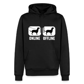 Online Offline Dackel Dachshund Dackelbesitzer - Männer Premium Bio Hoodie - Schwarz - Vorne - Nico (187cm)