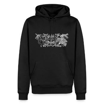 Alte mexikanische Cultures_Jaguar und Eagle_Sunsymbol - Männer Premium Bio Hoodie - Schwarz - Vorne - Nico (187cm)