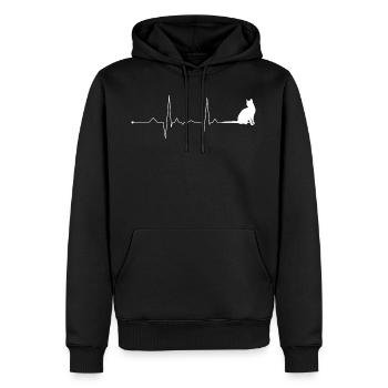 Katze Herzschlag Kätzchen - Männer Premium Bio Hoodie - Schwarz - Vorne - Nico (187cm)