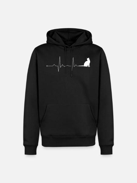 Cat Heartbeat Kitten - Men’s Premium Organic Hoodie - black