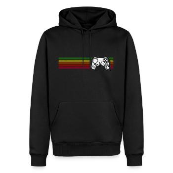 Retro Gamepad Controller - Männer Premium Bio Hoodie - Schwarz - Vorne - Nico (187cm)