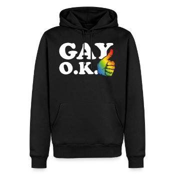 Schwul Ok - Männer Premium Bio Hoodie - Schwarz - Vorne - Nico (187cm)