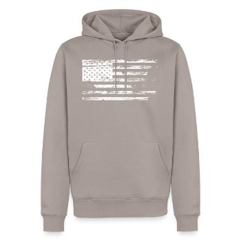 Drapeau USA USA Grunge Vintage Oldschool - Sweat à capuche Premium bio Homme - taupe - Devant - Nico (187cm)
