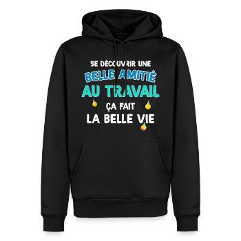 Collègue Et Meilleure Copine La Belle Vie - Sweat à capuche Premium bio Homme - noir - Devant - Nico (187cm)