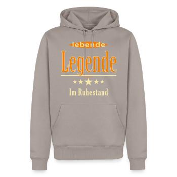 BD - lebende Legende im Ruhestand - 5 Sterne - Männer Premium Bio Hoodie - Taupe - Vorne - Nico (187cm)