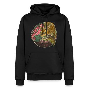 Poisson japonais - Sweat à capuche Premium bio Homme - noir - Devant - Nico (187cm)