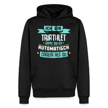 Cooler Triathlet - lustige Triathlon Geschenkidee - Männer Premium Bio Hoodie - Schwarz - Vorne - Nico (187cm)