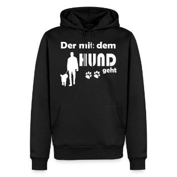 Der mit dem Hund geht . - Männer Premium Bio Hoodie - Schwarz - Vorne - Nico (187cm)