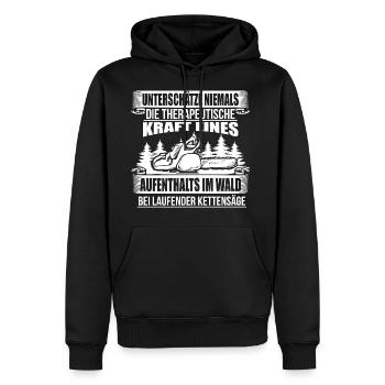 HOLZ SÄGE KETTENSÄGE GESCHENK WALD FÖRSTER BERUF - Männer Premium Bio Hoodie - Schwarz - Vorne - Nico (187cm)