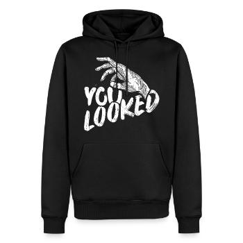 Regarder - Sweat à capuche Premium bio Homme - noir - Devant - Nico (187cm)