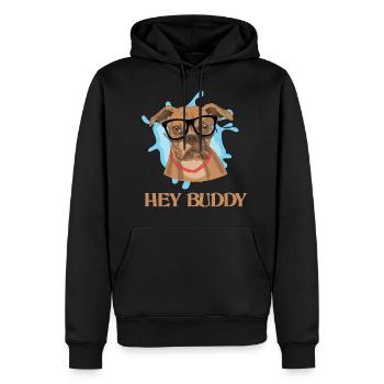Nerd Hunderasse intelligenter Boxer mit Brille - Männer Premium Bio Hoodie - Schwarz - Vorne - Nico (187cm)