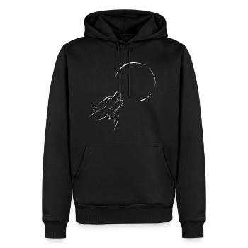 Loup hurlant à la pleine lune - blanc - Sweat à capuche Premium bio Homme - noir - Devant - Nico (187cm)