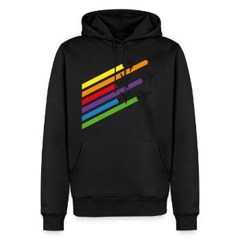 Flugzeuge Streifen - Männer Premium Bio Hoodie - Schwarz - Vorne - Nico (187cm)