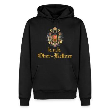 Vintage Österreich k.u.k. Oberkellner Wappen - Männer Premium Bio Hoodie - Schwarz - Vorne - Nico (187cm)