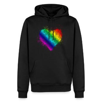 Regenbogenherz <3 - Männer Premium Bio Hoodie - Schwarz - Vorne - Nico (187cm)