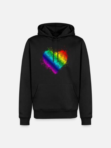 Rainbow heart <3 - Men’s Premium Organic Hoodie - black