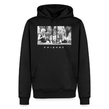 Friends Monica, Rachel, Phoebe Central Perk - Men’s Premium Organic Hoodie - black - Front - Nico (187cm)