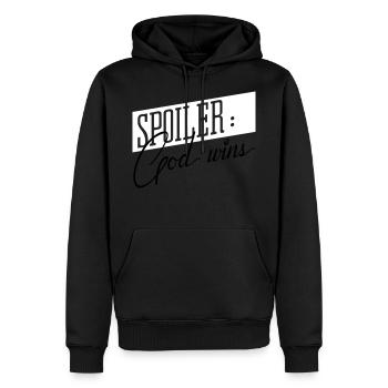 God wins - Men’s Premium Organic Hoodie - black - Front - Nico (187cm)