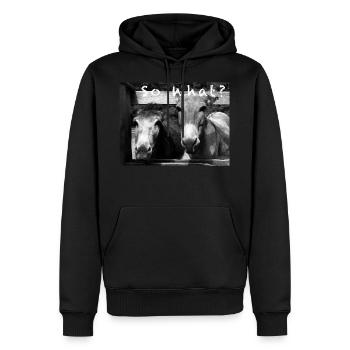 Alors quoi? baudet - Sweat à capuche Premium bio Homme - noir - Devant - Nico (187cm)