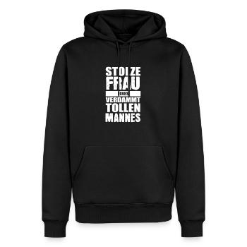 Stolze Frau eines verdammt tollen Mannes - Männer Premium Bio Hoodie - Schwarz - Vorne - Nico (187cm)