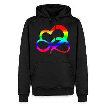 Regenbogen Herz - Männer Premium Bio Hoodie - Schwarz - Vorne - Nico (187cm)