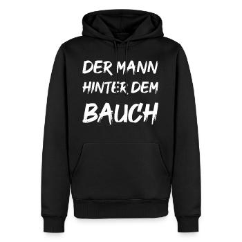 Der Mann hinter dem Bauch - Männer Premium Bio Hoodie - Schwarz - Vorne - Nico (187cm)