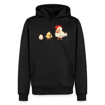 Egg, chick, chicken, pixel art - Men’s Premium Organic Hoodie - black - Front - Nico (187cm)