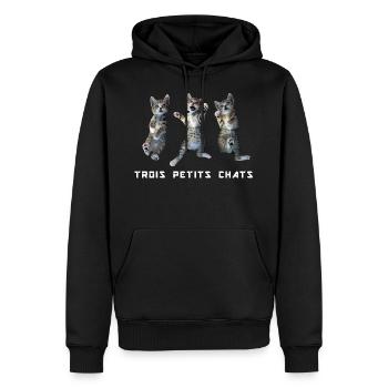 3 petits chats - Sweat à capuche Premium bio Homme - noir - Devant - Nico (187cm)