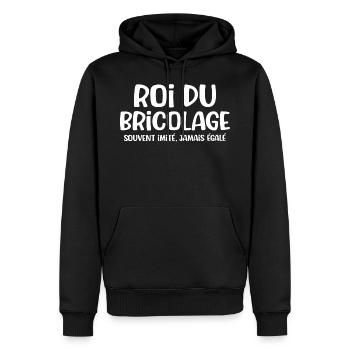 Roi du bricolage cadeau drôle marrant bricoleur - Sweat à capuche Premium bio Homme - noir - Devant - Nico (187cm)
