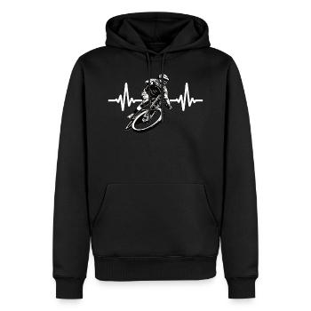 Vélo de montagne vélo descente fréquence cardiaque - Sweat à capuche Premium bio Homme - noir - Devant - Nico (187cm)