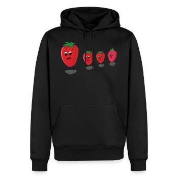 Famille de fraises - Sweat à capuche Premium bio Homme - noir - Devant - Nico (187cm)