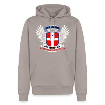 Italiano dalla nascita piemontes per grazia di dio - Men’s Premium Organic Hoodie - taupe - Front - Nico (187cm)