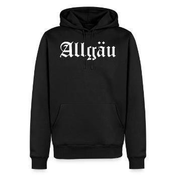 Allgäu - Männer Premium Bio Hoodie - Schwarz - Vorne - Nico (187cm)